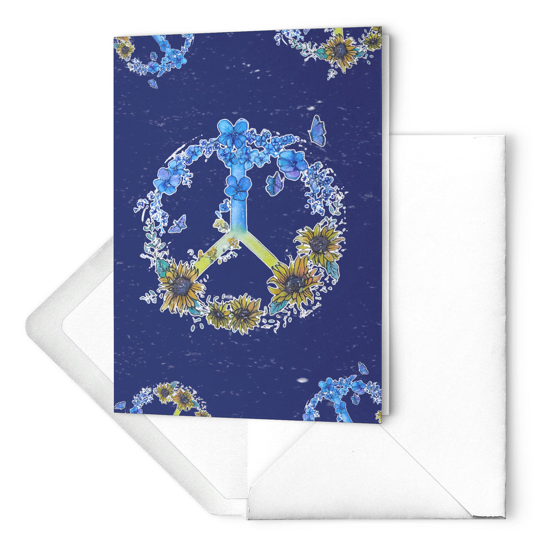 Peace for Ukraine 5x7 Cards - Blank Inside Peace Wreath - Set of 10,30,50