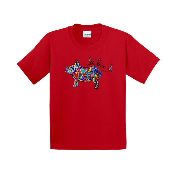 Be Love Pig Shape Heart Art T-Shirt (Youth Sizes) - 3 Colors