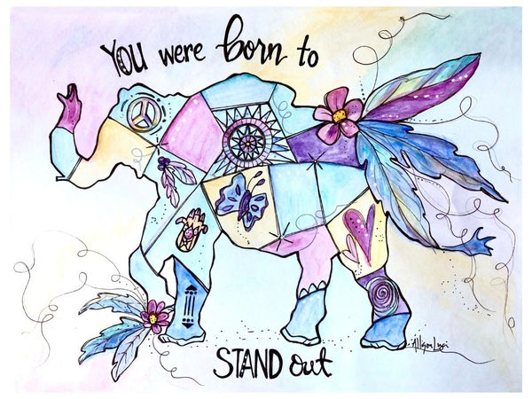 Born to Stand Out Elephant Art Print