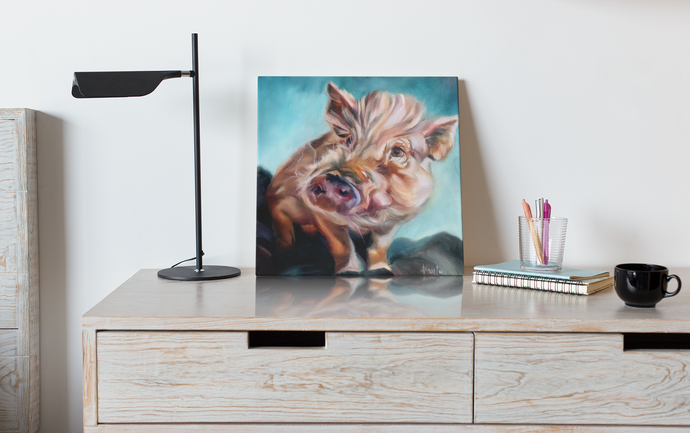 Penny Lane Pig Art Reproduction on Gallery Wrapped Canvas Print from Original Painting for Arthur's Acres Animal Sanctuary