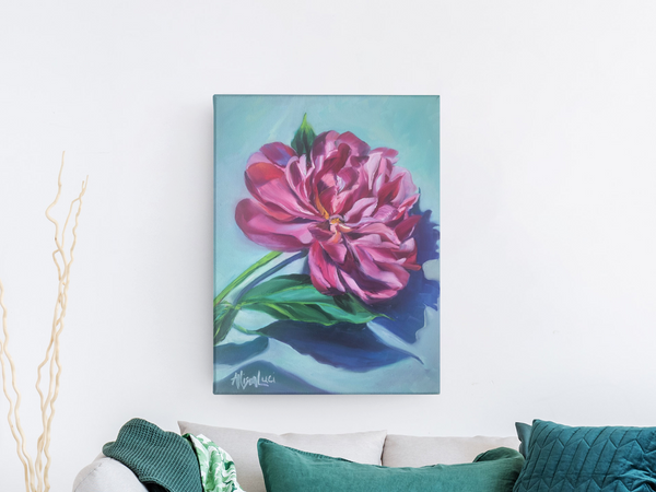 Peony Painting Miracles Blossom Gallery Wrapped Canvas Print by Allison Luci