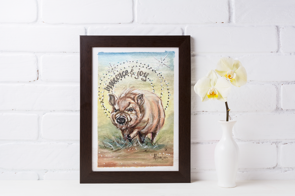 Tater Tot Pig Rescue Art Print - Innocence and Joy