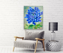 Load image into Gallery viewer, Blue Bold Chrysanthemum Gallery Wrapped Canvas
