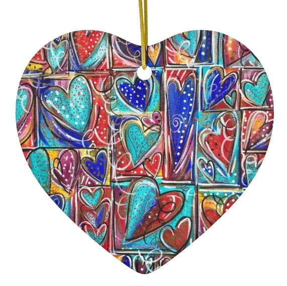Allie for the Soul Heart Art Ceramic Ornaments