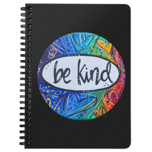 Load image into Gallery viewer, be kind heart art rainbow colorful notebook journal black 
