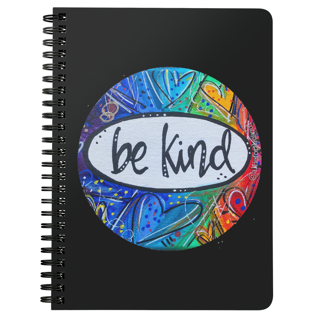 be kind heart art rainbow colorful notebook journal black 