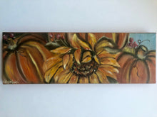 Load image into Gallery viewer, Pumpkins and Sunflowers Original Art 4”x 12”
