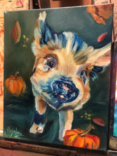Load image into Gallery viewer, Mikey’s First Fall Pig Painting Fine Art Paper Print - multiple Sizes

