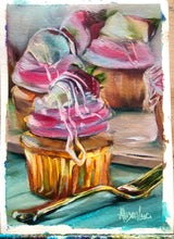 Load image into Gallery viewer, Sometimes You Just Need a Cupcake Original Oil Painting 5&quot; x 7&quot; on Paper
