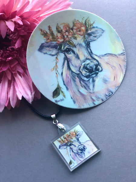 Art on a Necklace - Heidi Cow