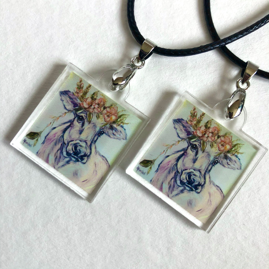 Art on a Necklace - Heidi Cow