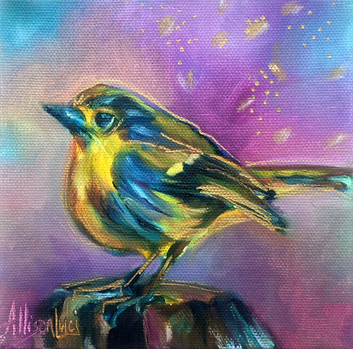 colorful bird painting oil mixed media allie for the soul allison luci bird art whimsical