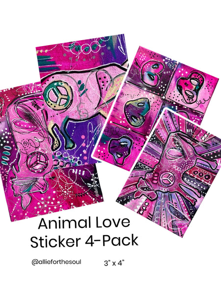 Animal LOVE 4- Pack of Stickers