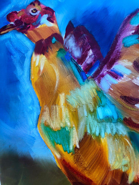 Poncho Rainbow Duck 16” x 20” Original (unfinished) Painting
