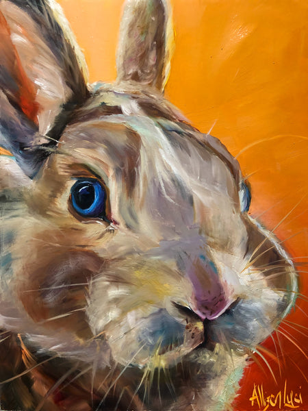 Bunny Portrait Original Oil Painting 8” x 10”