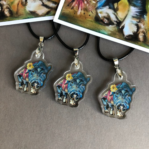 Art on a Necklace - Grandma Lucy Pig