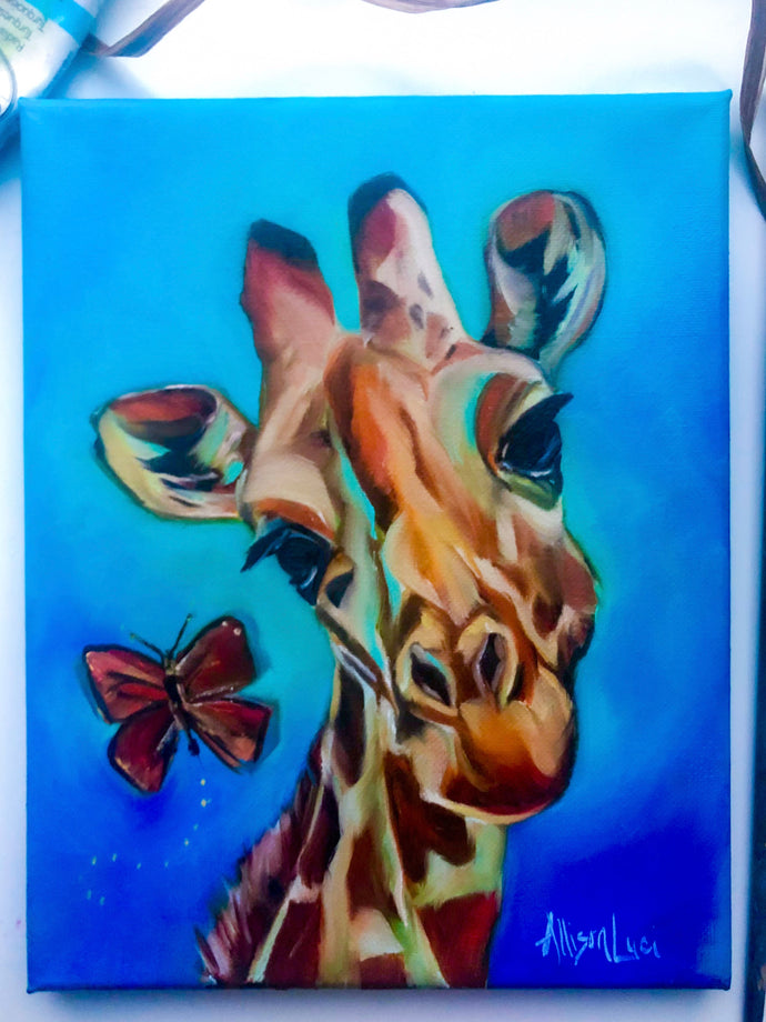 Betty Giraffe Original Oil Painting 8” x 10”