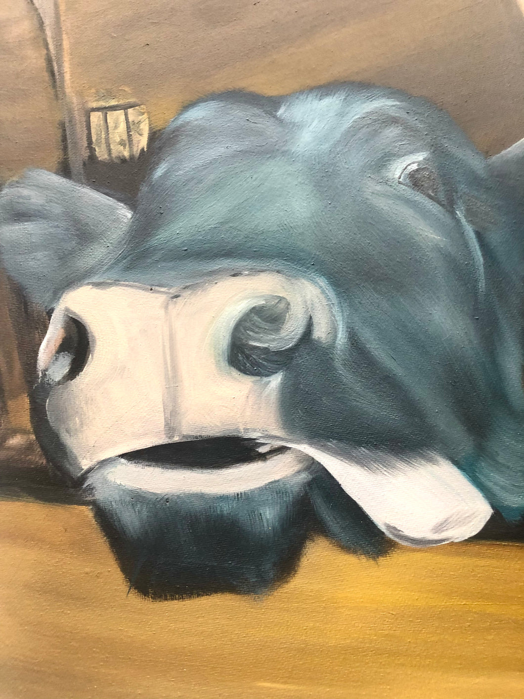 Tongue out Tuesday Cow Original Art 12” x 16”