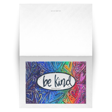Load image into Gallery viewer, Be Kind Greeting Cards with Rainbow Heart Art - Set of 10, 30, 50
