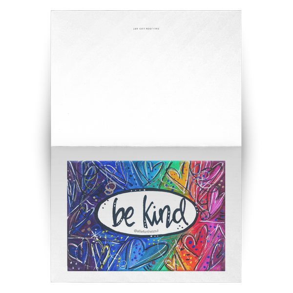 Be Kind Greeting Cards with Rainbow Heart Art - Set of 10, 30, 50