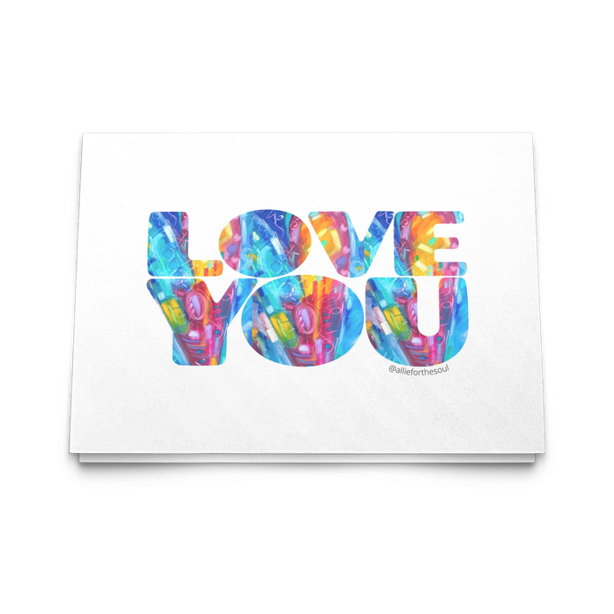 Love You Greeting Cards with Abstract Original Art -Set of 10, 30, 50