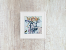 Load image into Gallery viewer, Heidi Cow with Flower Crown Giclee Fine Art Print

