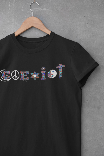 coexist free equality love peace harmony allie for the soul heart art happy t-shirt womens ladies mens