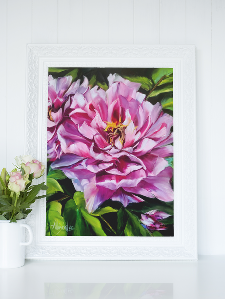 Live Life in Full Bloom - Peony Oil Painting Print on Paper