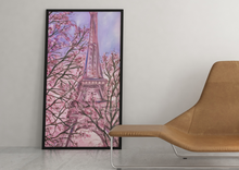Load image into Gallery viewer, paris in Spring painting cherry blossoms Eiffel Tower Allison Luci artist
