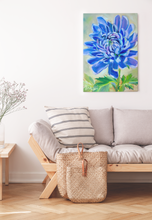 Load image into Gallery viewer, Blue Bold Chrysanthemum Gallery Wrapped Canvas
