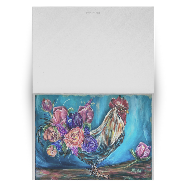 Floral Chicken Art Greeting Cards; Set of 10, 30, 50