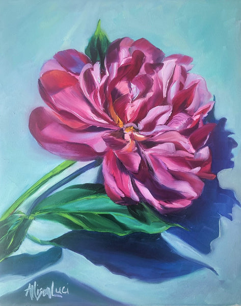 Miracles Blossom - Peony Oil Painting Print on Paper by Allison Luci