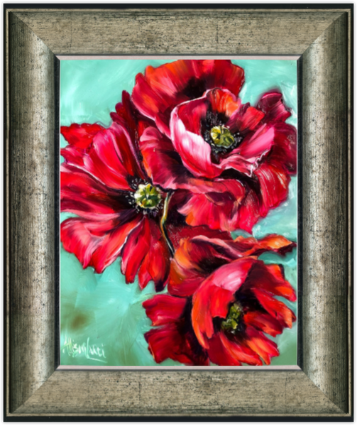poppy flower hope remembrance peace oil painting print allison luci allie for the soul