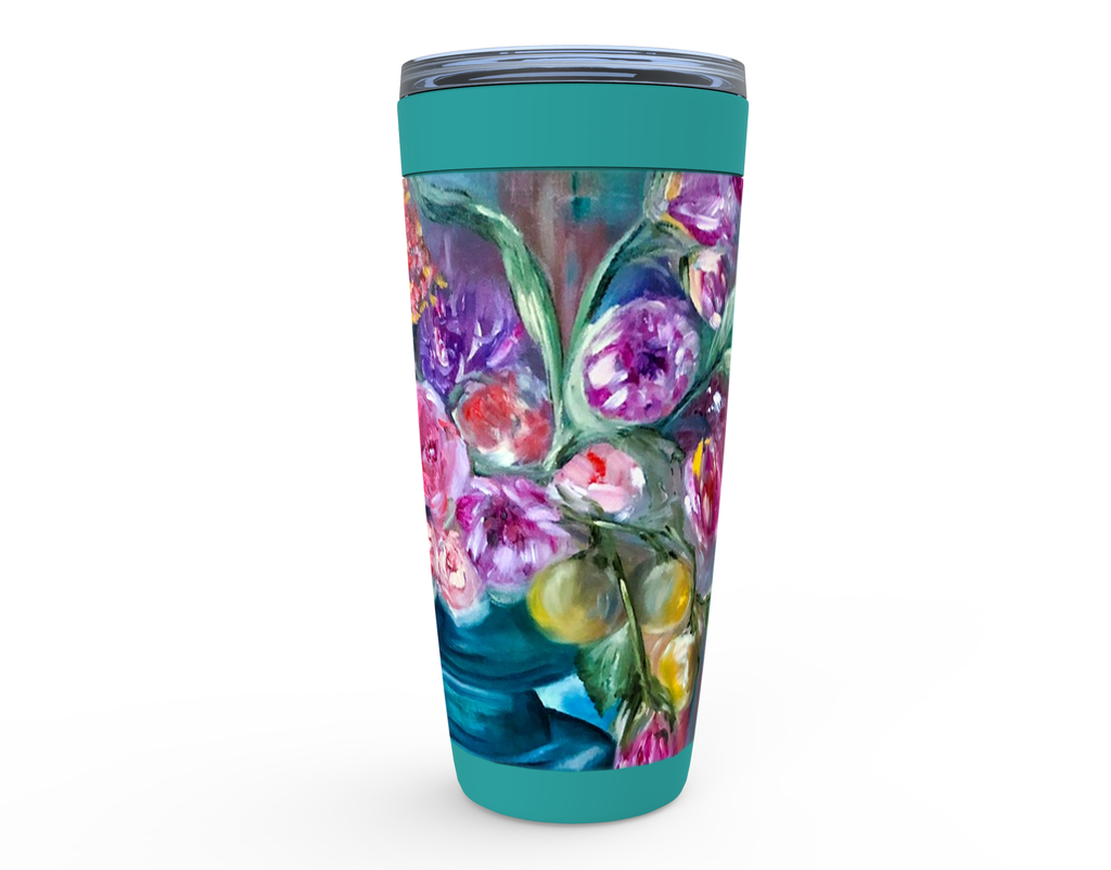 Flower Bouquet Painting on Viking Tumbler - Two Colors
