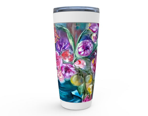 Flower Bouquet Painting on Viking Tumbler - Two Colors