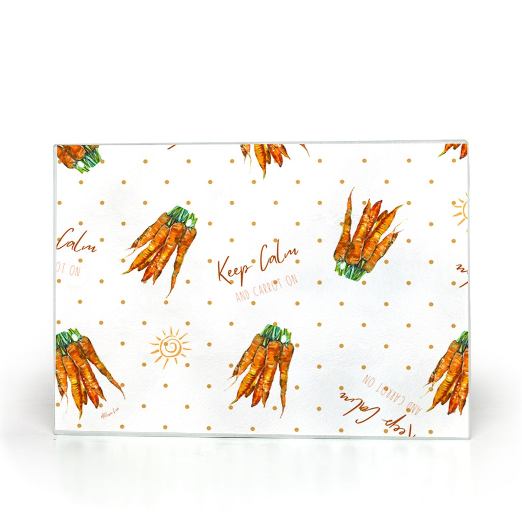 Keep Calm and Carrot On Glass Cutting Board