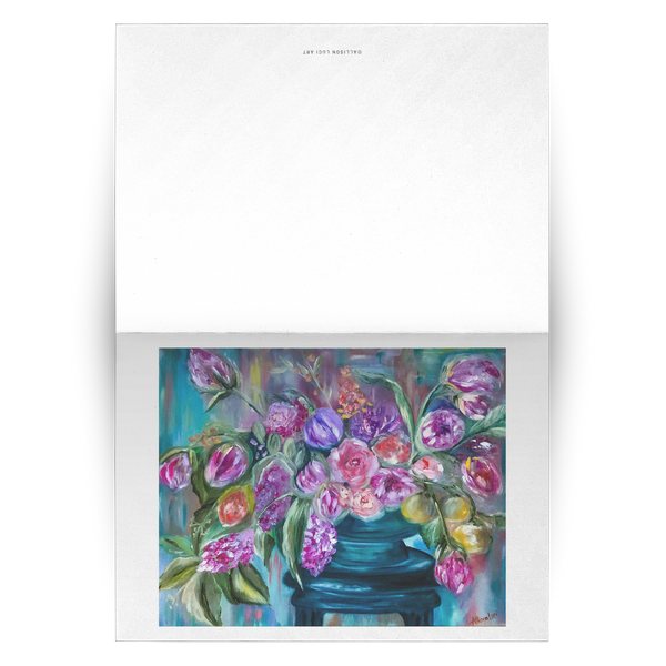 Bouquet of Flower Set of 10, 30, 50 Greeting Cards with Allison Luci Original Art - White