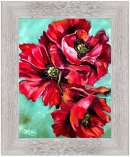 Load image into Gallery viewer, red bold art blogger designer consultant poppy flower hope remembrance peace oil painting print allison luci allie for the soul
