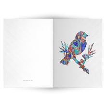 Load image into Gallery viewer, bird lovers heart art greeting cards notecards thank you birthday thinking of you colorful i love you allie for the soul art painting
